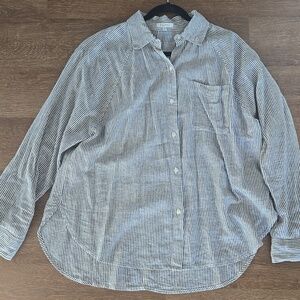 Z Supply Black and White Striped Button-Up NWOT